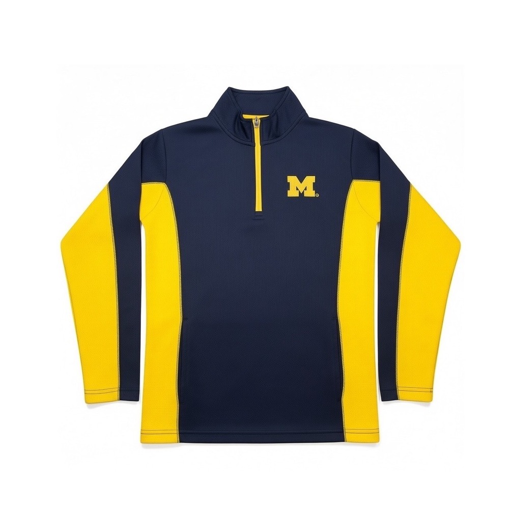 Champion Elite Michigan Quarter-Zip Pullover Zip Navy Yellow Excellent S Womens